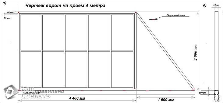 Как сделать раздвижные ворота: пошаговая инструкция с чертежами