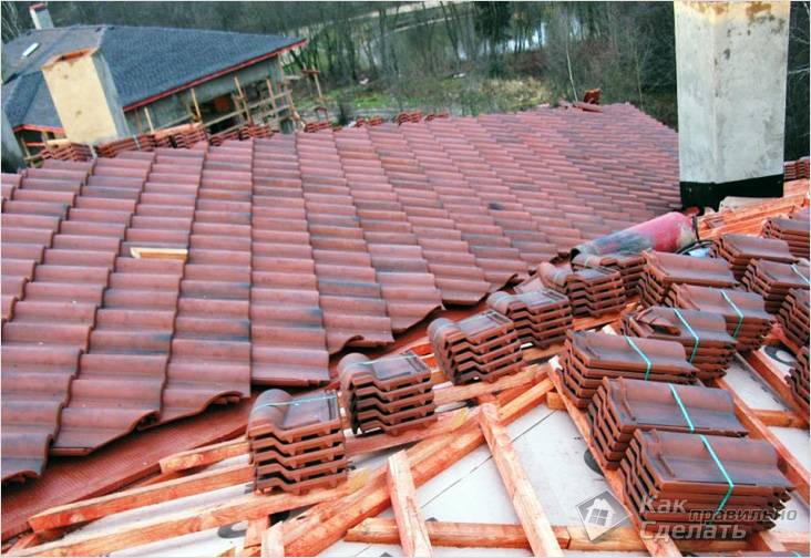 Монтаж керамической черепицы