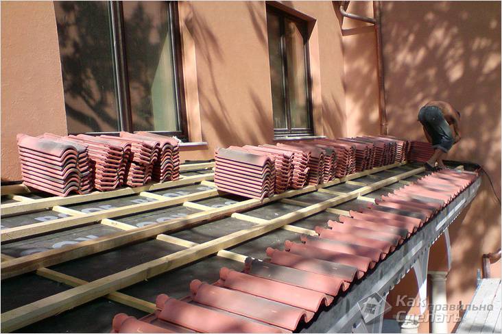 Монтаж керамической черепицы