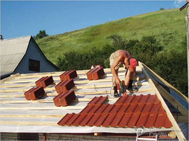 Монтаж керамической черепицы