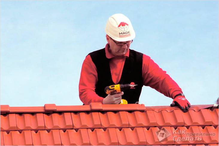 Монтаж керамической черепицы