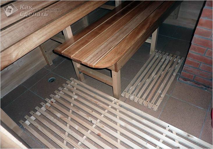 Пол в бане своими руками
