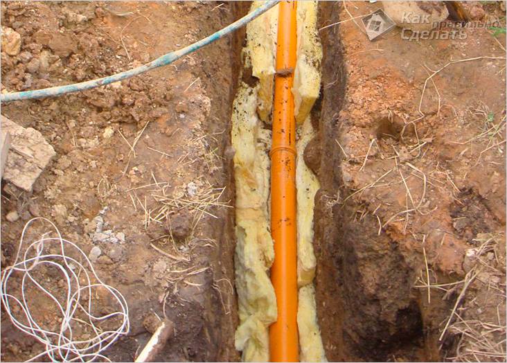 Прокладка канализационной трубы в земле
