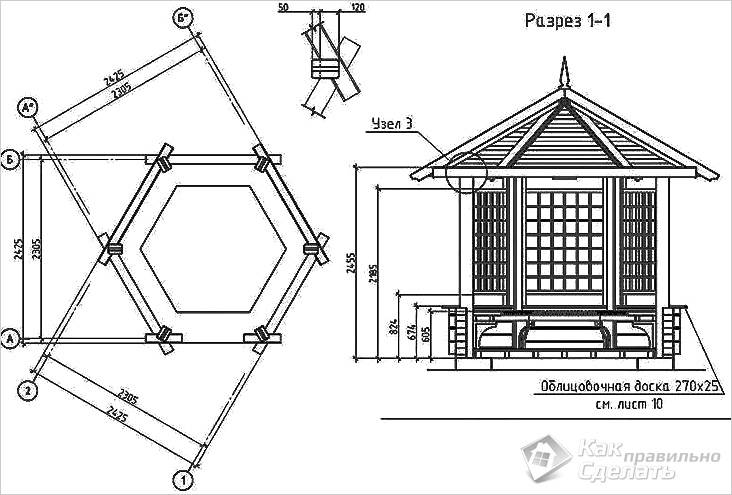 Шестигранная беседка своими руками
