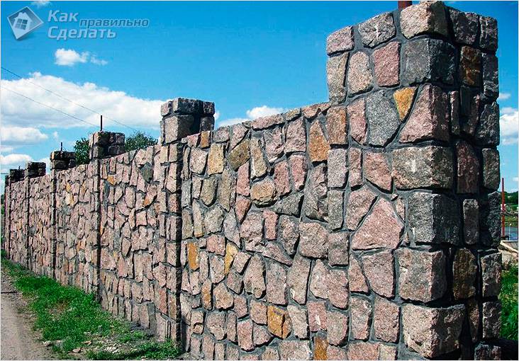 Забор из камня своими руками