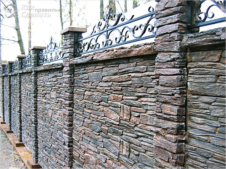 Забор из камня своими руками