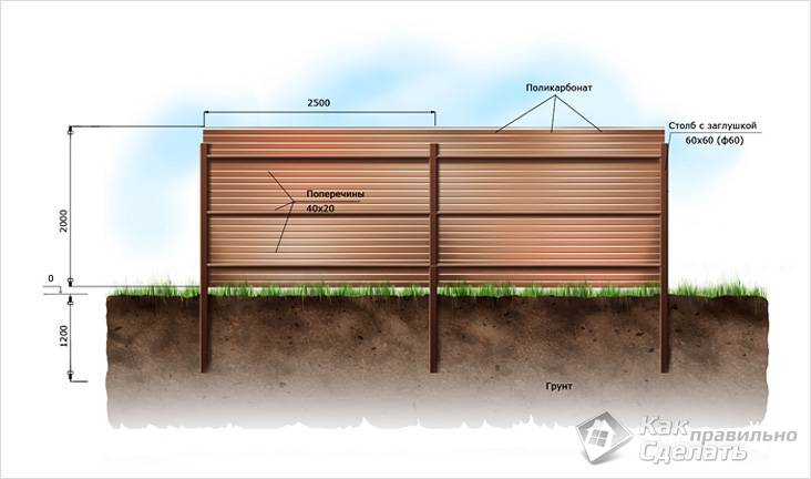 Забор из поликарбоната своими руками