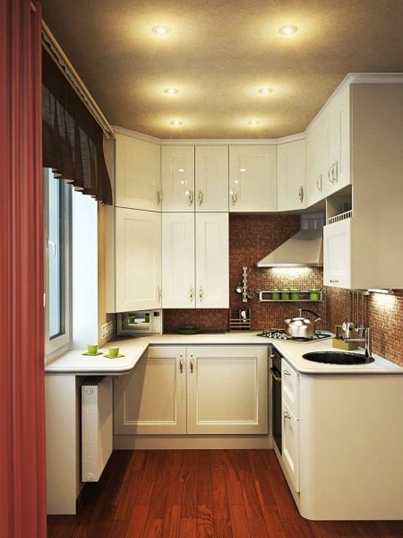 Кутові малогабаритні кухні (103 фото): варіанти дизайну кухонь для невеликих квартир, нюанси розміщення кухонного гарнітура і холодильника