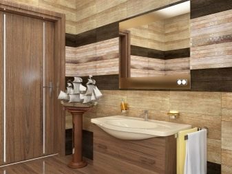 Плитка під дерево у ванній (56 фото): настінна керамічна плитка в ванній кімнаті, дизайн світлої плитки на стінах і на підлозі, інші варіанти