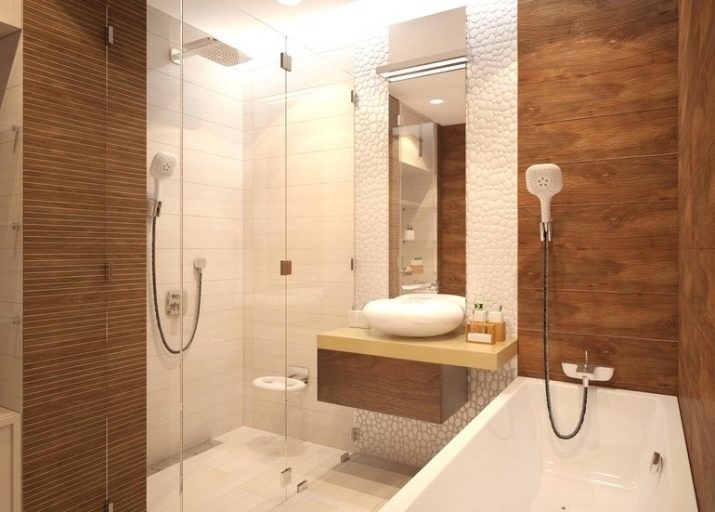 Плитка під дерево у ванній (56 фото): настінна керамічна плитка в ванній кімнаті, дизайн світлої плитки на стінах і на підлозі, інші варіанти