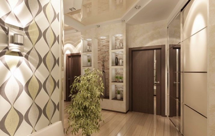 Шпалери в коридор, передпокій (121 фото): дизайн шпалер, вибір в передпокій з темними і світлими дверима, миються сірі і смугасті, білі і зелені шпалери в інтер’єрі