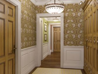 Шпалери в коридор, передпокій (121 фото): дизайн шпалер, вибір в передпокій з темними і світлими дверима, миються сірі і смугасті, білі і зелені шпалери в інтер’єрі
