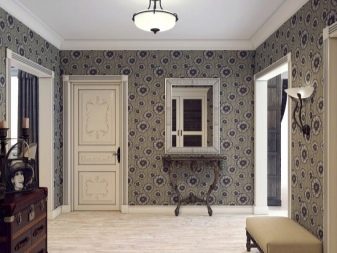 Шпалери в коридор, передпокій (121 фото): дизайн шпалер, вибір в передпокій з темними і світлими дверима, миються сірі і смугасті, білі і зелені шпалери в інтер’єрі